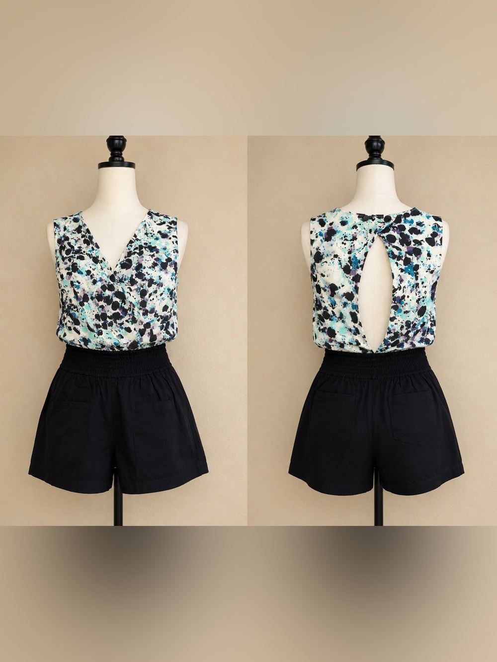 BCBGeneration y2k Speckle Print V-Neck romper